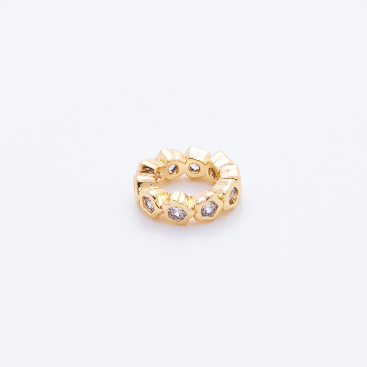 18K Gold Filled Clear CZ Celestial Rondelle Bead Spacer | AF1029
