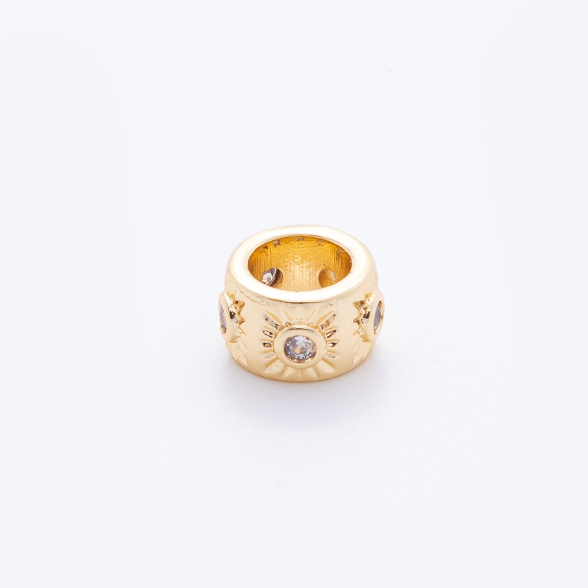 18K Gold Filled Clear CZ Celestial Sun Ray Rondelle Bead Spacer | AF1038
