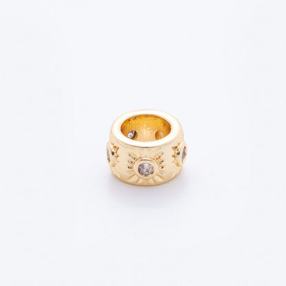 18K Gold Filled Clear CZ Celestial Sun Ray Rondelle Bead Spacer | AF1038