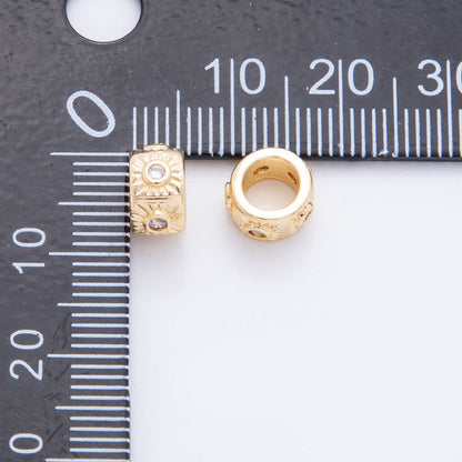 18K Gold Filled Clear CZ Celestial Sun Ray Rondelle Bead Spacer | AF1038