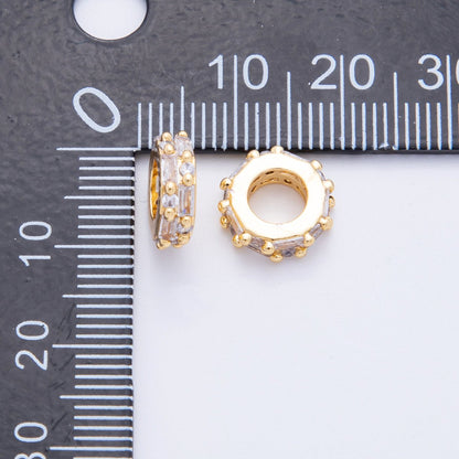 18K Gold Filled Clear CZ Double Baguette Thin Bead Spacer | AF1044