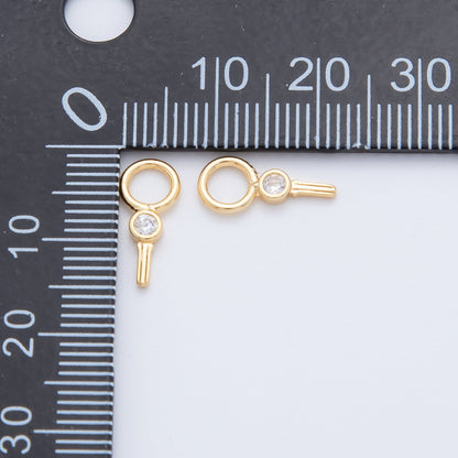 18K Gold Filled Clear CZ Linear Key Add-On Drop Earring Charm | AF735
