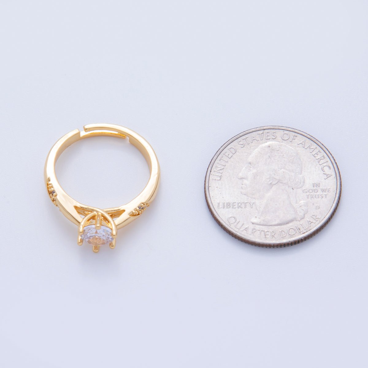 18K Gold Filled Clear CZ Micro Paved Solitaire Ring | O1755
