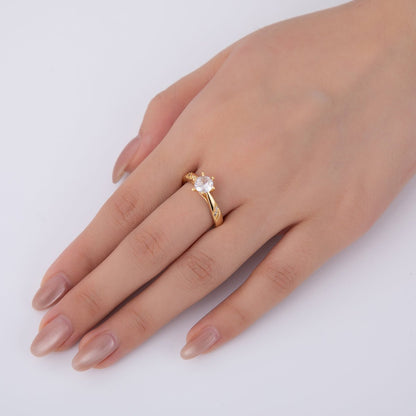 18K Gold Filled Clear CZ Micro Paved Solitaire Ring | O1755