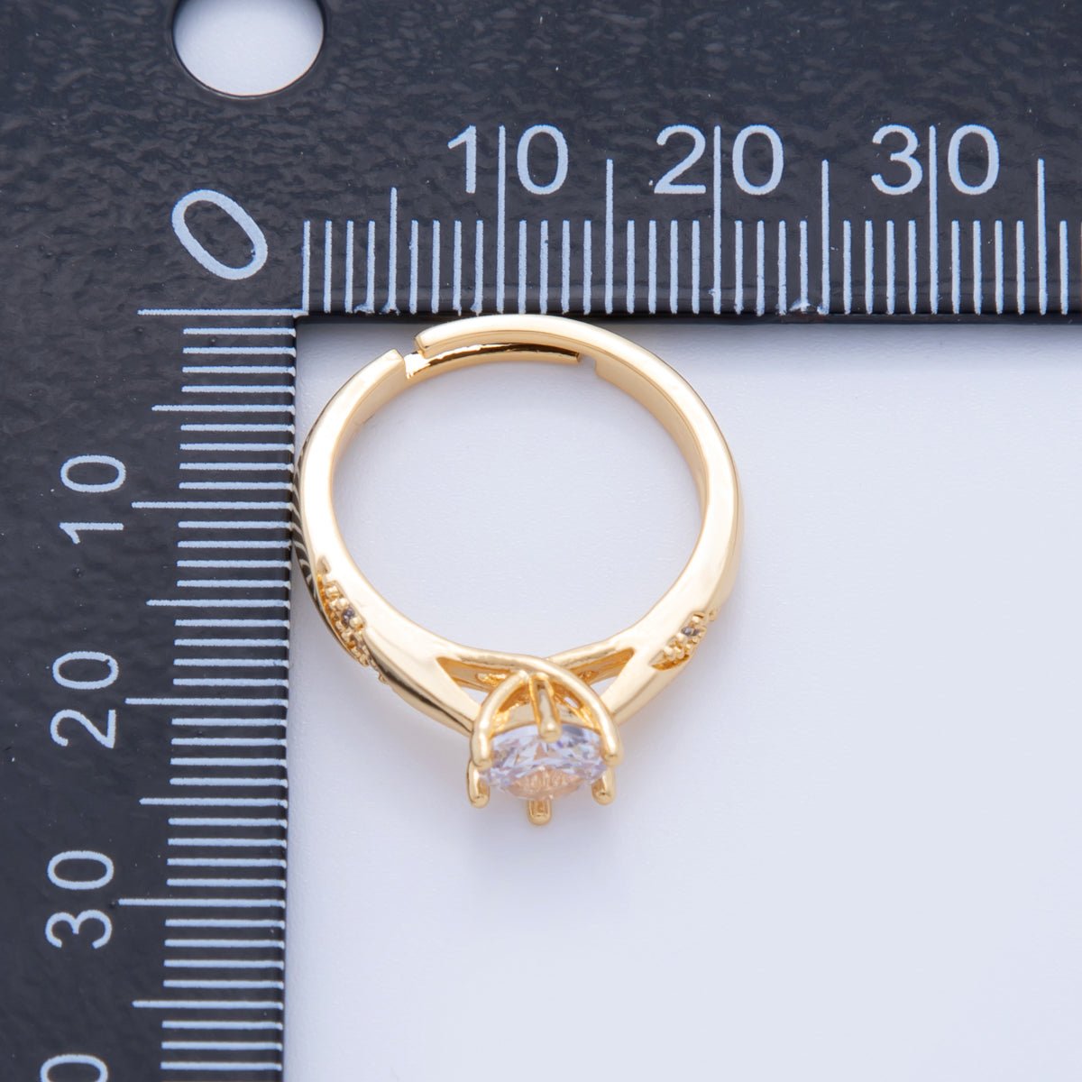 18K Gold Filled Clear CZ Micro Paved Solitaire Ring | O1755