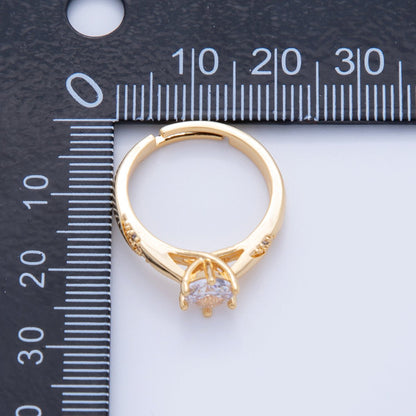 18K Gold Filled Clear CZ Micro Paved Solitaire Ring | O1755