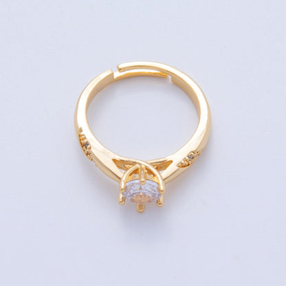 18K Gold Filled Clear CZ Micro Paved Solitaire Ring | O1755