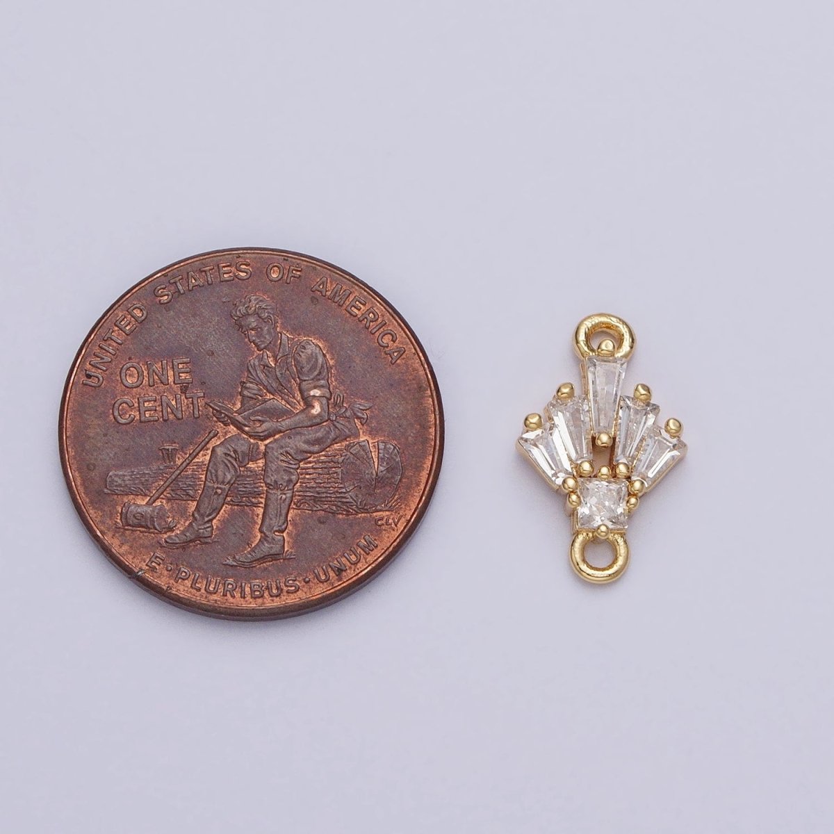 18K Gold Filled Clear CZ Multiple Baguette Round Mini Connector in Gold &amp; Silver | Y-841