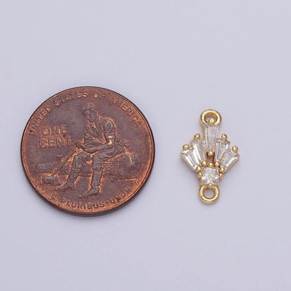 18K Gold Filled Clear CZ Multiple Baguette Round Mini Connector in Gold &amp; Silver | Y-841