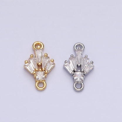18K Gold Filled Clear CZ Multiple Baguette Round Mini Connector in Gold &amp; Silver | Y-841