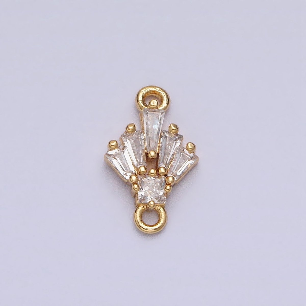 18K Gold Filled Clear CZ Multiple Baguette Round Mini Connector in Gold &amp; Silver | Y-841