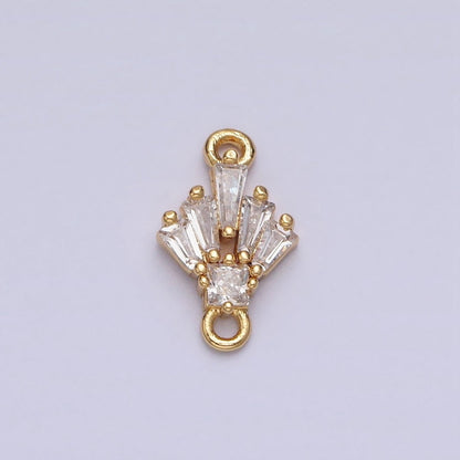 18K Gold Filled Clear CZ Multiple Baguette Round Mini Connector in Gold &amp; Silver | Y-841