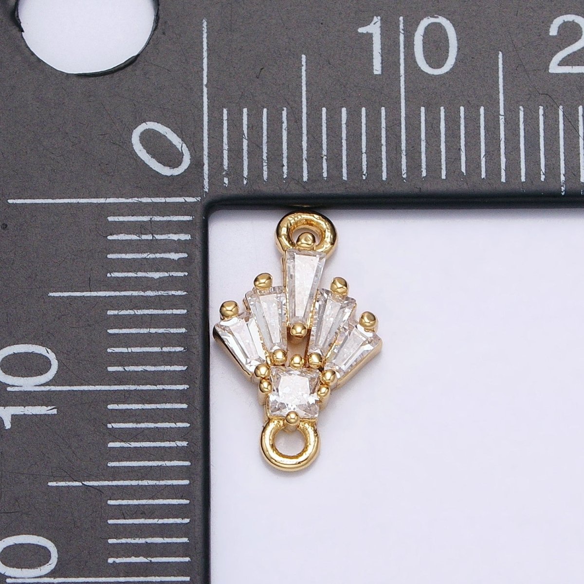 18K Gold Filled Clear CZ Multiple Baguette Round Mini Connector in Gold &amp; Silver | Y-841