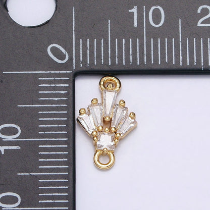 18K Gold Filled Clear CZ Multiple Baguette Round Mini Connector in Gold &amp; Silver | Y-841