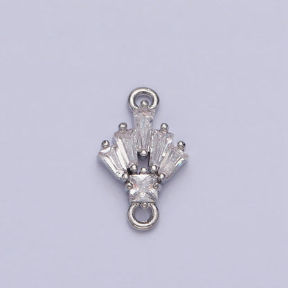 18K Gold Filled Clear CZ Multiple Baguette Round Mini Connector in Gold &amp; Silver | Y841