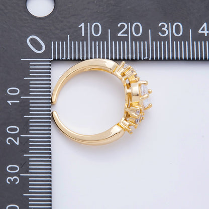 18K Gold Filled Clear CZ Oval Round Cluster Solitaire Ring | O362