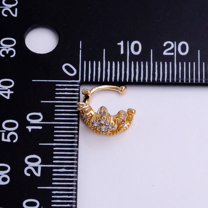 18K Gold Filled Clear CZ Quatrefoil Clover Beaded Ear Cuff Earrings | AI109