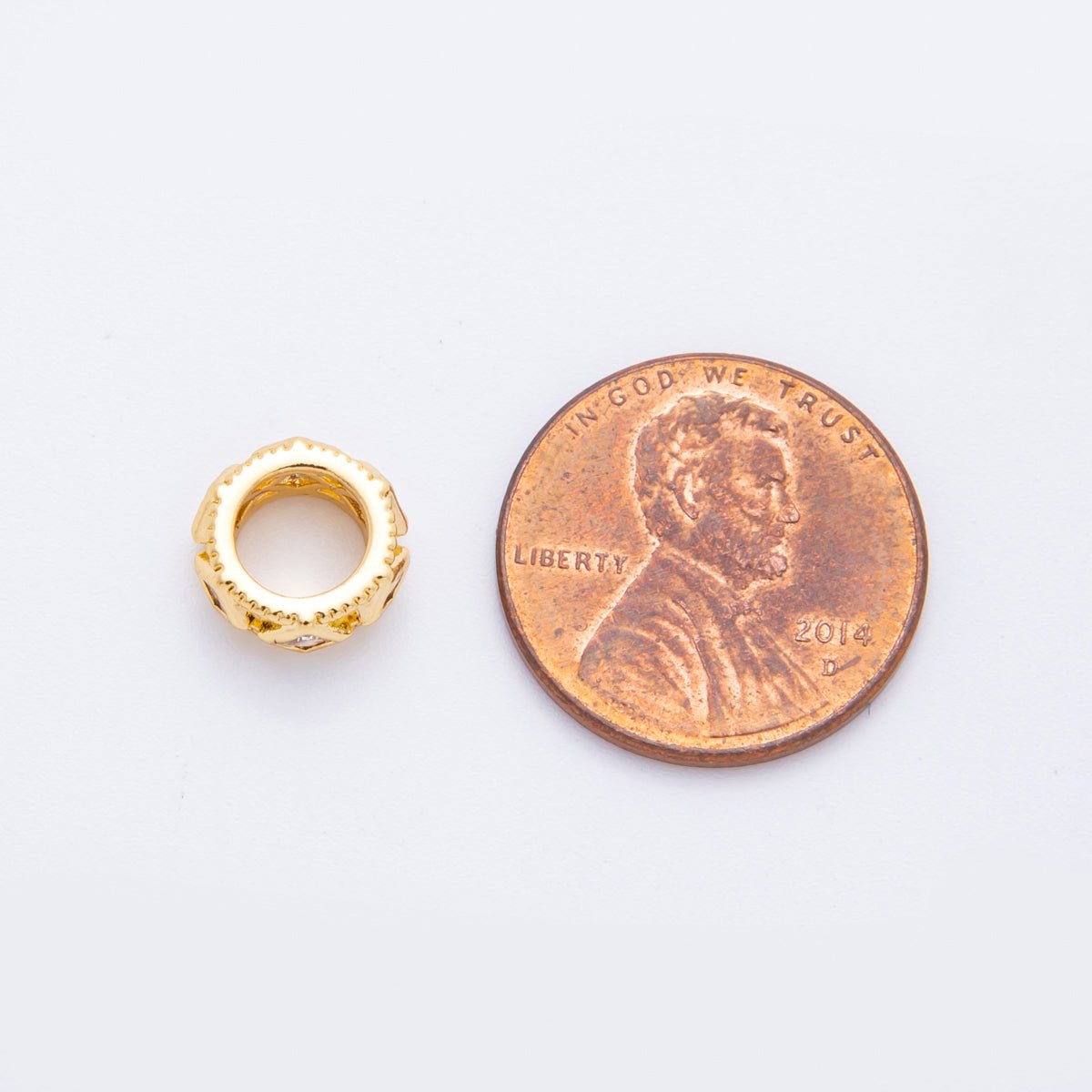 18K Gold Filled Clear CZ Rhombus Thin Rondelle Bead Spacer | AF1057
