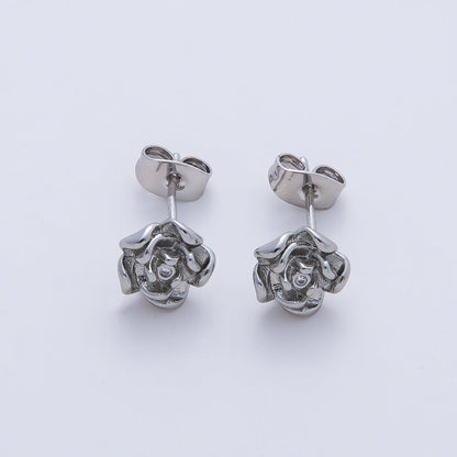 18K Gold Filled Clear CZ Rose Flower Molten Stud Earrings Findings in Gold &amp; Silver | Z1601