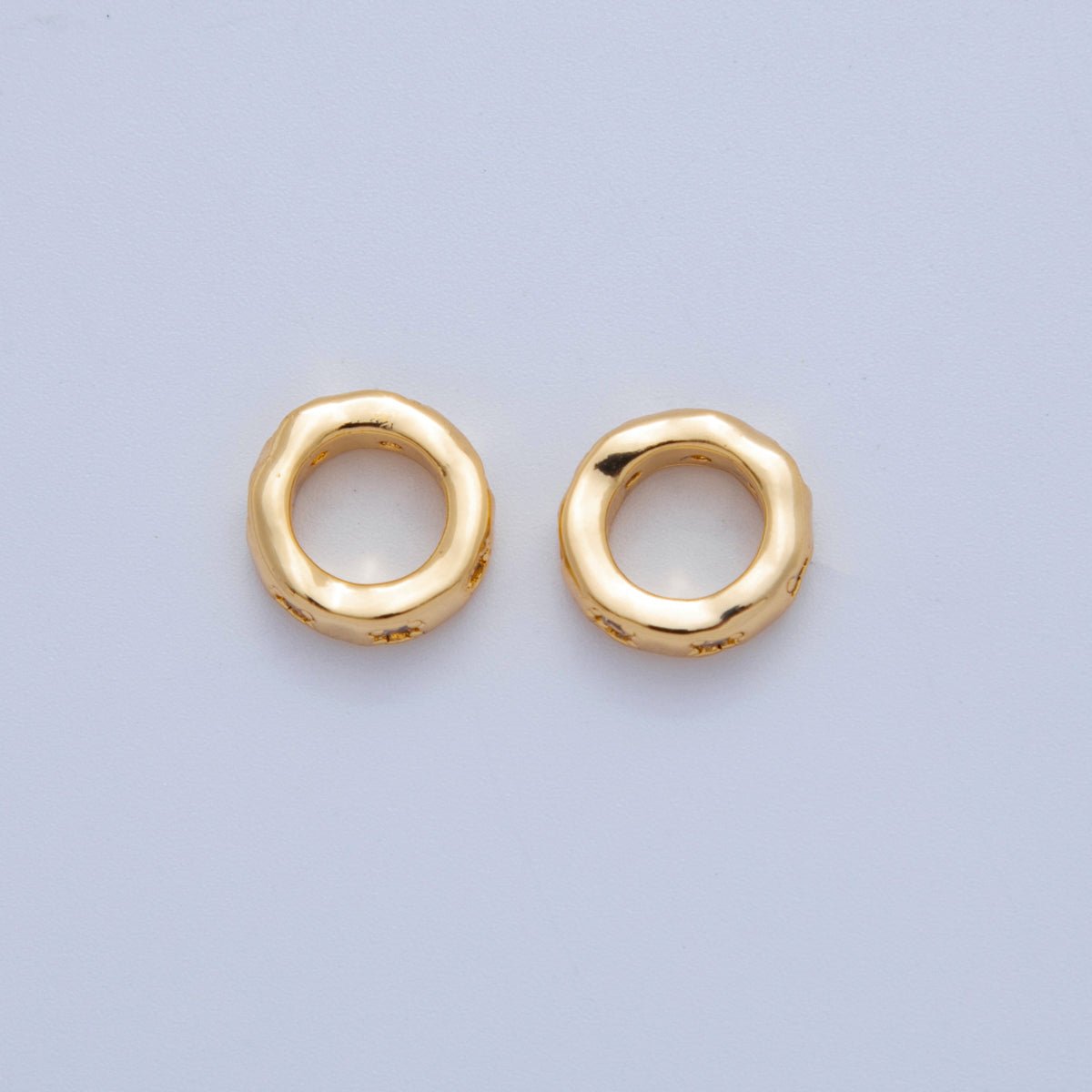 18K Gold Filled Clear, Green CZ Dotted Rondelle Wheel Spacer Beads | Beads-00135 Beads-00136