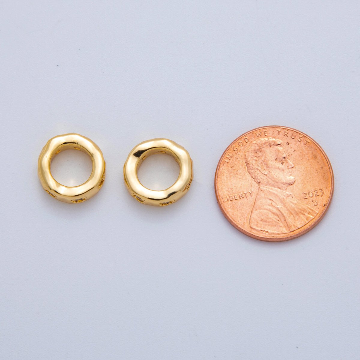 18K Gold Filled Clear, Green CZ Dotted Rondelle Wheel Spacer Beads | Beads-00135 Beads-00136