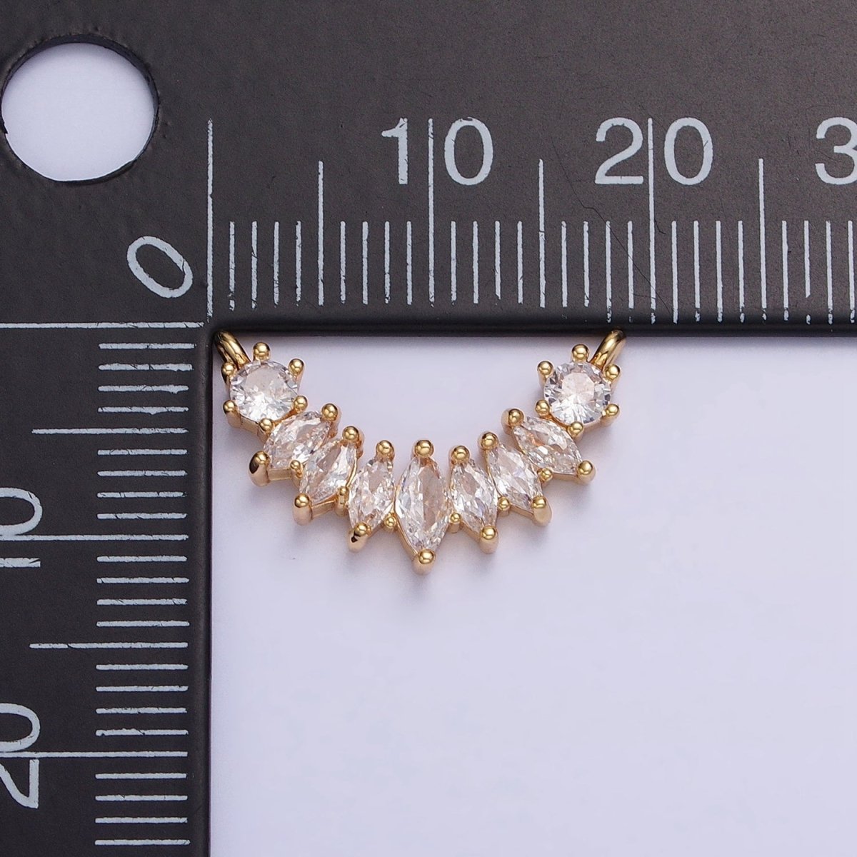18K Gold Filled Clear Marquise CZ Curved Lined Connector in Gold &amp; Silver | Y-845