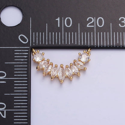 18K Gold Filled Clear Marquise CZ Curved Lined Connector in Gold &amp; Silver | Y-845