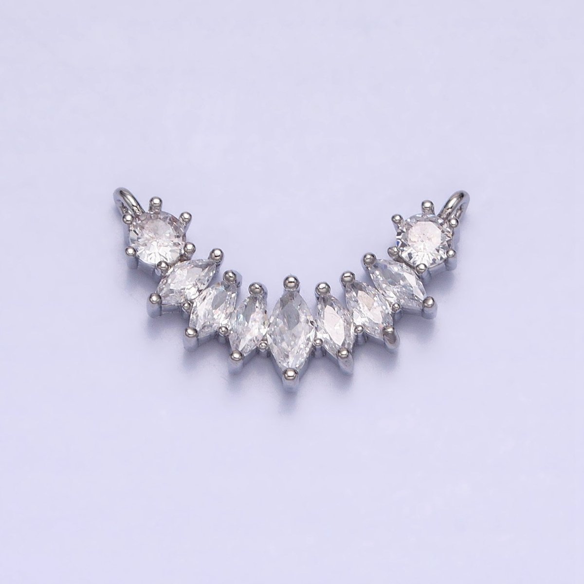 18K Gold Filled Clear Marquise CZ Curved Lined Connector in Gold &amp; Silver | Y-845