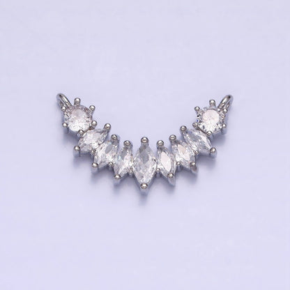 18K Gold Filled Clear Marquise CZ Curved Lined Connector in Gold &amp; Silver | Y-845