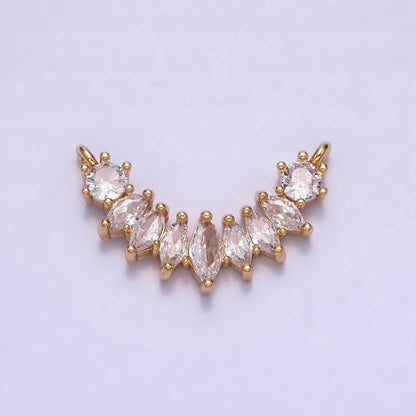 18K Gold Filled Clear Marquise CZ Curved Lined Connector in Gold &amp; Silver | Y-845