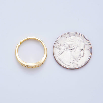 18K Gold Filled Clear Micro Paved CZ Adjustable Thin Band Ring | O2255