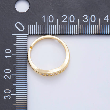18K Gold Filled Clear Micro Paved CZ Adjustable Thin Band Ring | O2255