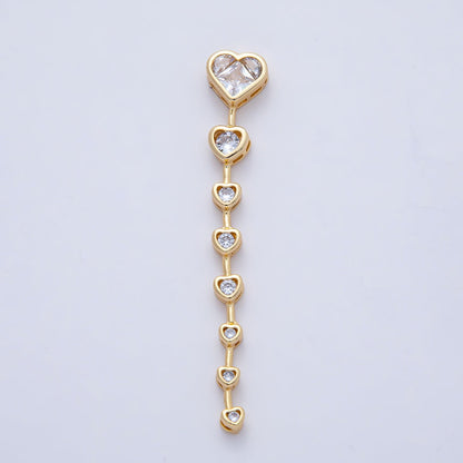 18K Gold Filled Clear, Multicolor Heart CZ Bezel Gradient Drop Bead | B419