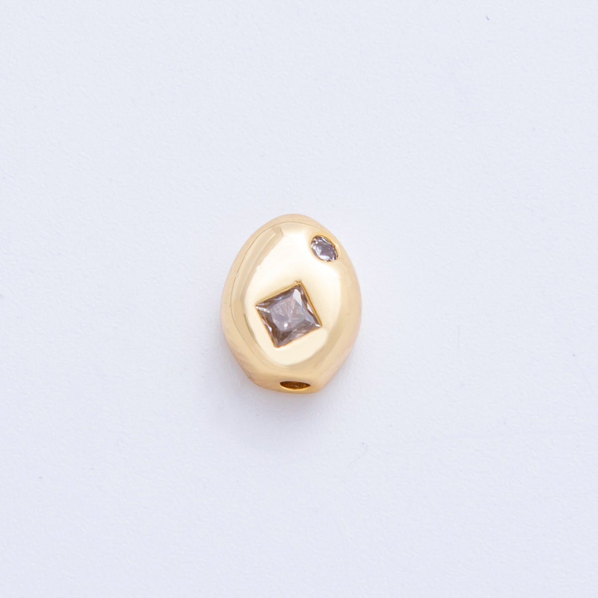 18K Gold Filled Clear, Pink Rhombus CZ Geometric Oval Bead Spacer | AF1022 AF1023