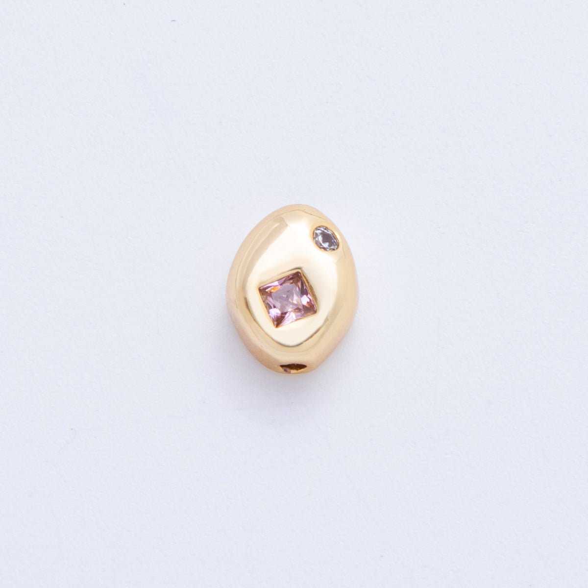 18K Gold Filled Clear, Pink Rhombus CZ Geometric Oval Bead Spacer | AF1022 AF1023