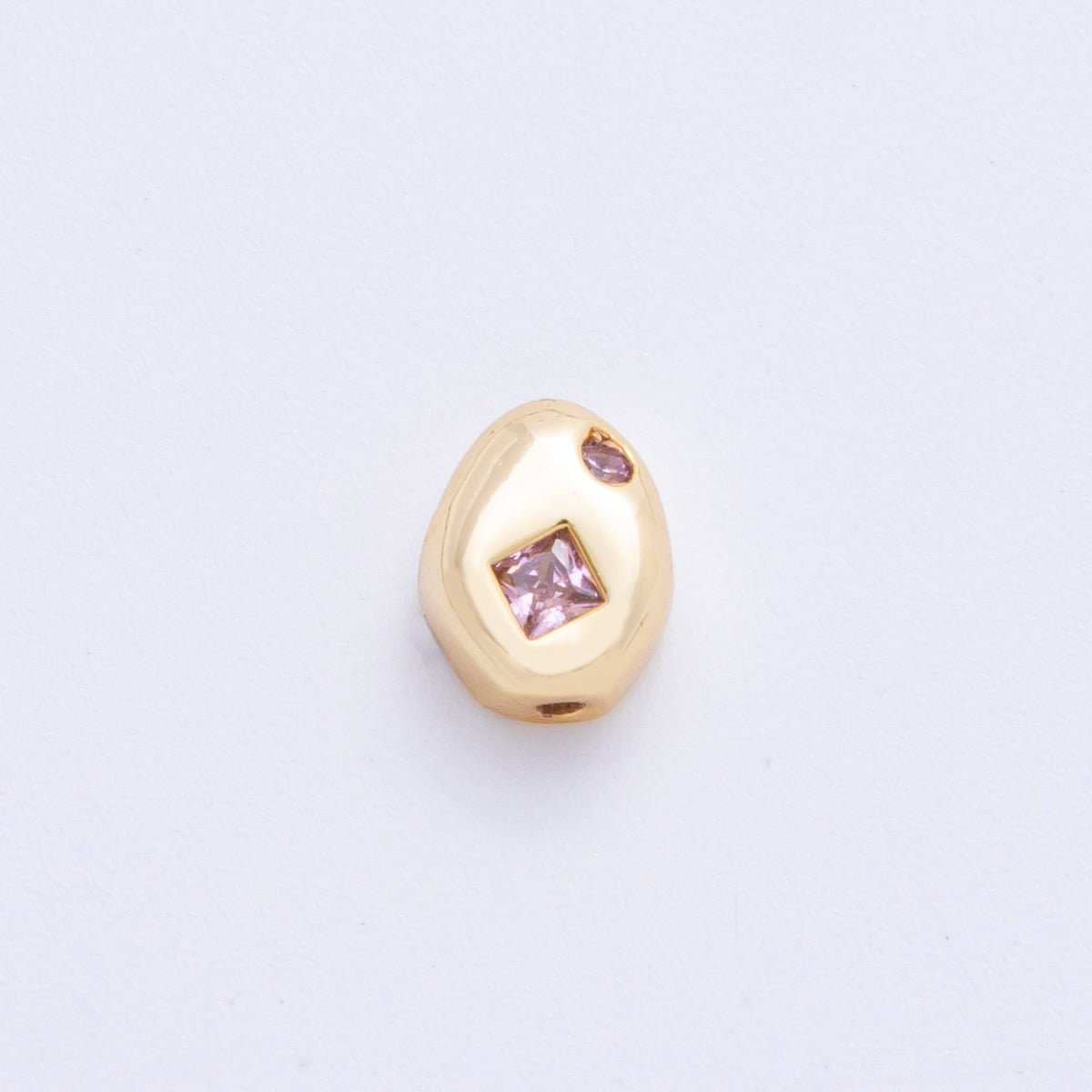18K Gold Filled Clear, Pink Rhombus CZ Geometric Oval Bead Spacer | AF1022 AF1023