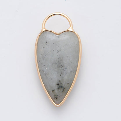 18K Gold Filled Clear Quartz, Grey Agate, Rose Quartz, Amethyst Heart Padlock Charm | X250 - X323
