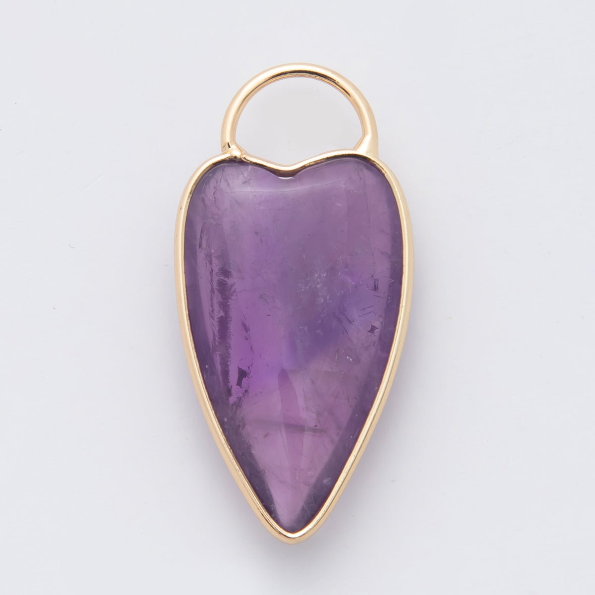 18K Gold Filled Clear Quartz, Grey Agate, Rose Quartz, Amethyst Heart Padlock Charm | X250 - X323