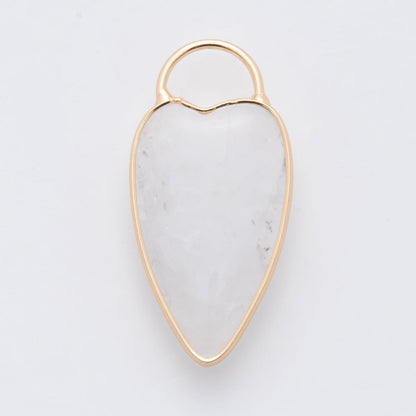 18K Gold Filled Clear Quartz, Grey Agate, Rose Quartz, Amethyst Heart Padlock Charm | X250 - X323