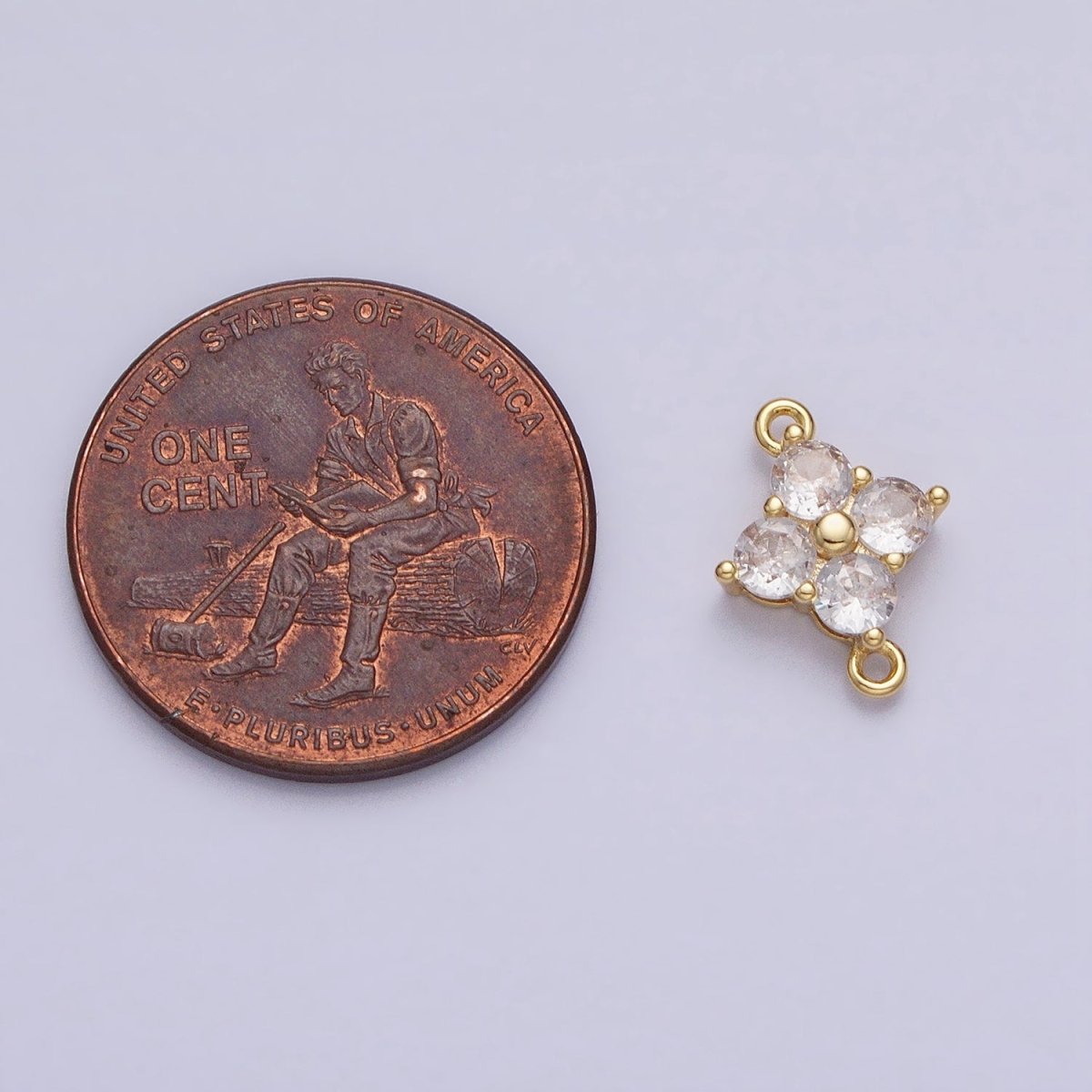 18K Gold Filled Clear Quatrefoil Clover Flower Connector in Gold &amp; Silver | Y-00843