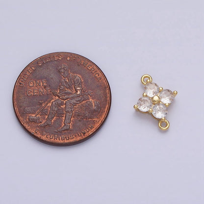 18K Gold Filled Clear Quatrefoil Clover Flower Connector in Gold &amp; Silver | Y-00843