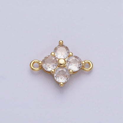 18K Gold Filled Clear Quatrefoil Clover Flower Connector in Gold &amp; Silver | Y-00843