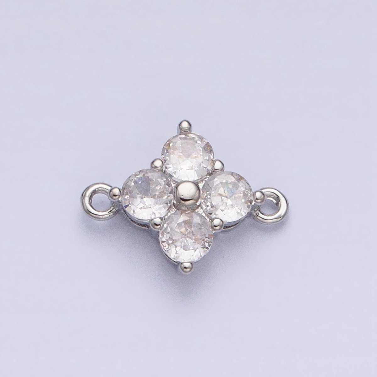 18K Gold Filled Clear Quatrefoil Clover Flower Connector in Gold &amp; Silver | Y-00843