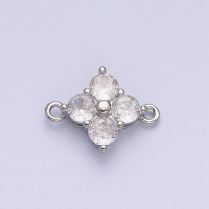 18K Gold Filled Clear Quatrefoil Clover Flower Connector in Gold &amp; Silver | Y-00843