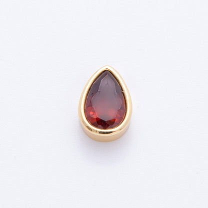 18K Gold Filled Clear, Red, Green, Pink CZ Teardrop Bezel Bead Charm | AF1032 AF1056