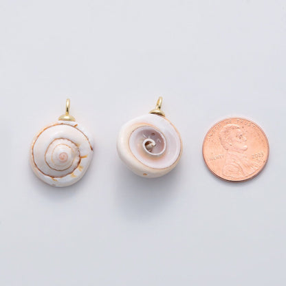 18K Gold Filled Cockle Sea Shell Ceramic Drop Pendant | X671