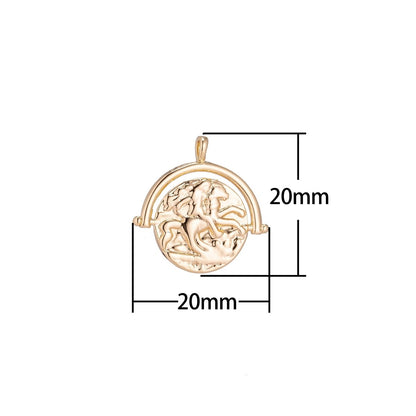 18k Gold Filled Coin Lady Godiva Horse Charm Pendant C-034