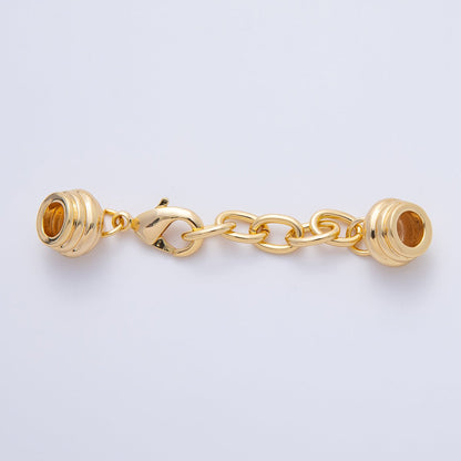 18K Gold Filled Cord Chain End Cap Clasps w. Extender Findings Set in Gold &amp; Silver | Z1391 Findings-00081