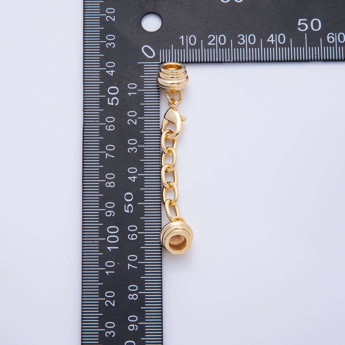 18K Gold Filled Cord Chain End Cap Clasps w. Extender Findings Set in Gold &amp; Silver | Z1391 Findings-00081