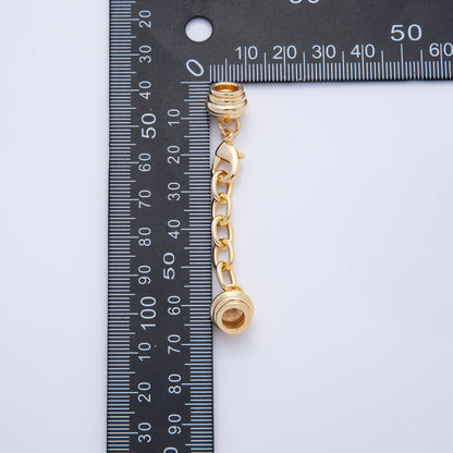 18K Gold Filled Cord Chain End Cap Clasps w. Extender Findings Set in Gold &amp; Silver | Z1391 Findings-00081